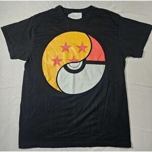 Dragon Ball Z Pokemon Yin Yang Anime Cartoon Mens Sm/Med Black Graphic T-Shirt